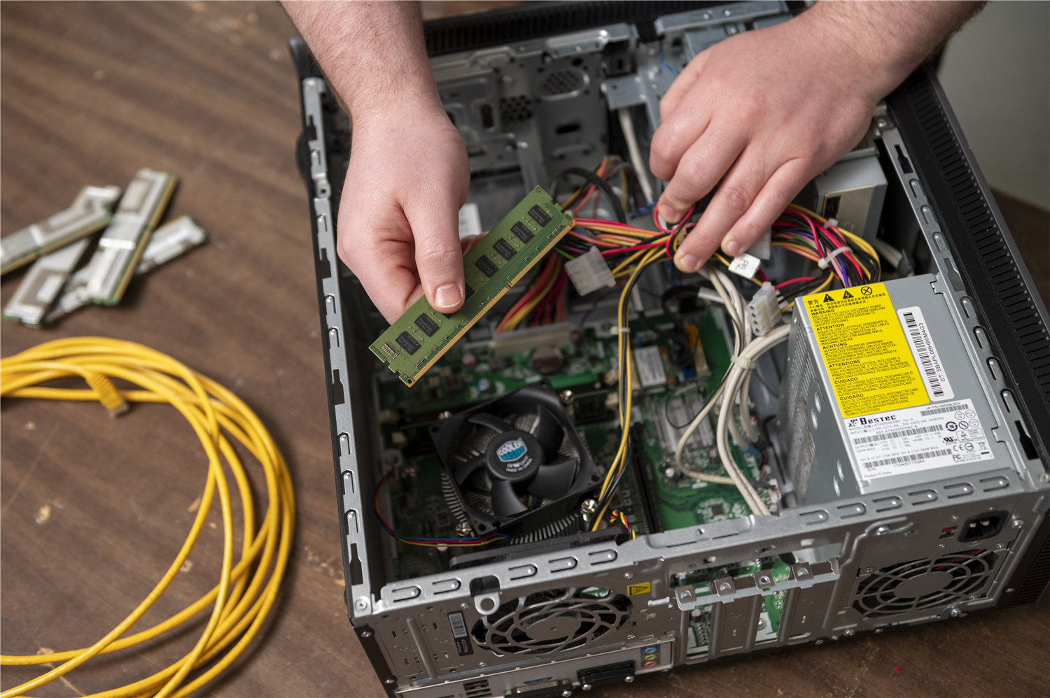 Technician working on a computer